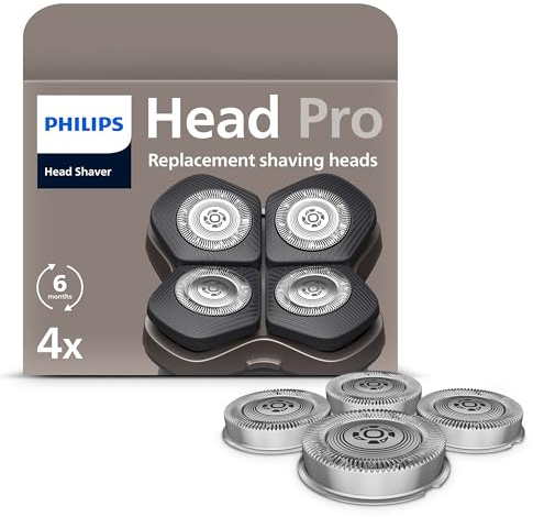 Philips Cabezales de recambio originales Compatibles con afeitadoras de cabeza Pro de Philips HS5980, HS7980 y HS9980, cuchillas autoafilables ComfortCut, suave con la piel, 4 piezas, HS740/15
