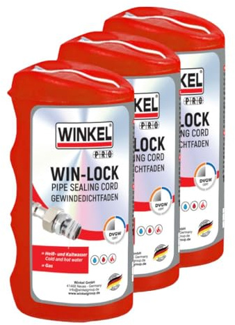 Winkel DVGW-zertifizierter Gewindedichtfaden – 3 X 160 m nicht aushärtendes Dichtband aus Polyamid (nicht PTFE) für Metall - Kunststoffgewinde, sofortige Abdichtung für Sanitärrohre und Armaturen (3)