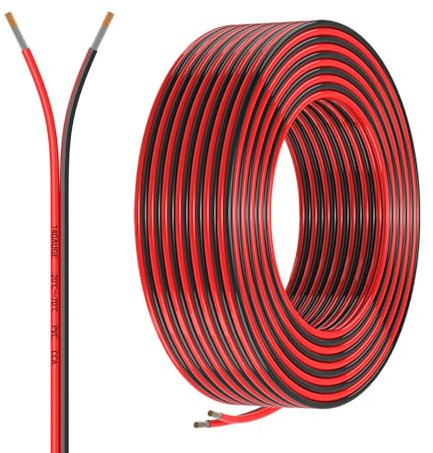 14AWG 2Leiter 9.2Meter 2x2.08mm² Elektrischer Draht,Rotes Schwarzes Kabel,Flexibles Niedrigspannungs-PVC-Kupferbekleidetes Aluminium-Verlängerungskabel für Auto-Lautsprecherdraht,LED-Draht,12V/24V DC