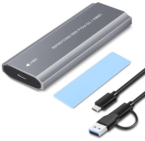 M.2 NVME enclosure, USB 3.1 Gen 2 10Gbps NVMe SSD Enclosure, for 2280/2260/2242/2230 M.2 NV Me SSD of M-Key or M+B Key with USB C to C and USB A to C Cables