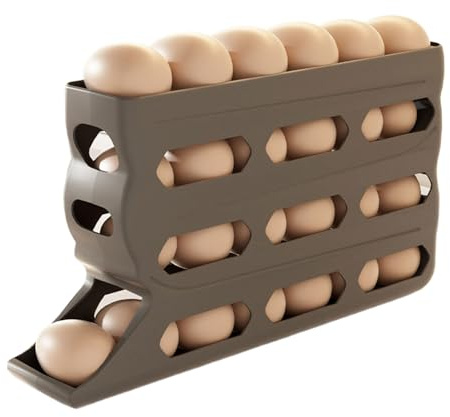 Bajbumgn Porte-Oeufs Pour Réfrigérateur - Plateau Roulant Automatique 4 Étages,Distributeur Anti-Dérapant 30 Oeufs Pour Cuisine Maison Épicerie Pique-nique Camping Car