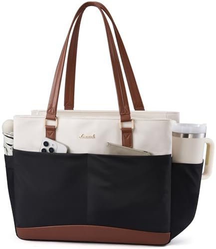 LOVEVOOK Laptoptasche 15.6 Zoll Arbeitstasche Lehrertasche Damen Handtasche Groß Shopper Tote Bag mit Reißverschluss Aktentasche Bürotasche Einkaufstasche Handbags Women für Uni Schule Business Work