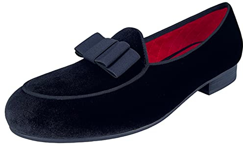 Justar Men's Black Leather Loafers Slip-On Tuxedo Dress Shoes