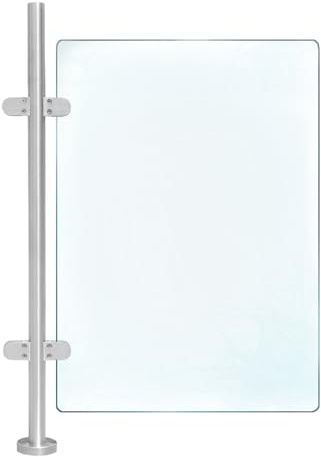 Poteau de balustrade en acier inoxydable 316 - 110 cm - Avec pinces en verre pour balcon et escaliers - Protection contre la corrosion - Montage facile sans perçage - Avec coussin en caoutchouc et