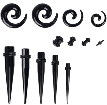 OSALADI di Dilatatori per Orecchio in Acrilico Nero Set da 54 Pezzi Accessori Moda Delicati per Piercing, per Feste e Matrimoni