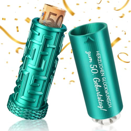 TUZELIYA Geldgeschenk 50. Geburtstag – Labyrinth Geschenkbox, kreative Geldgeschenk Verpackung für Männer & Frauen - 3D-gedruckt mit Spruch „Alles Gute zum Geburtstag“ – (Blau-Grün)