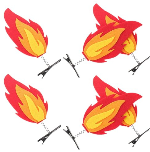 Tofficu Accessoires Cheveux Rouge Flammes 6 Pièces en Feutre et Fer Prise Antidérapante pour Coiffure Polyvalente Cosplay et Photos