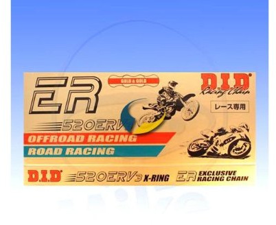 DID 520 ERV3 - Cadena para motocicleta, 112 eslabones (X-ring gold), con cierre de remaches