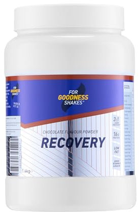 For Goodness Shakes Chocolate Recovery Powder, 16g Protein per 75g, Zero Fat & High Carb With Protein, Folic Acid & Niacin, Post Workout Protein Powder, 20 servings, 1.4 kg