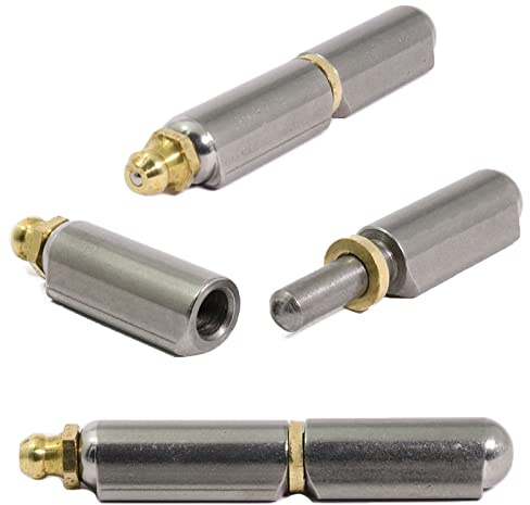 4X 80mm Weld On Bullet Hinge with Grease Function Zerk - Lift Off Carbon Steel Hinges -Truck Vehicle Trailers Toolbox BBQ