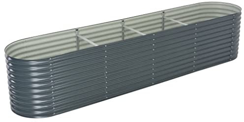 vidaXL Hochbeet Stahl Grau 400x80x81 cm Gemüsebeet Pflanzbeet Frühbeet Garten