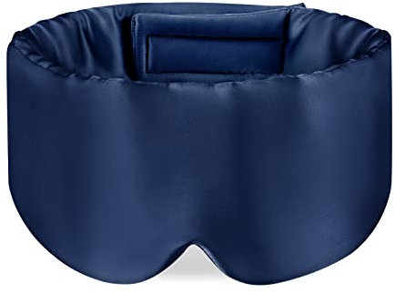 OLESILK Sleep Mask, 100% Natural Mulberry Silk Eye Mask for Women and Men with Adjustable Strap, Large in Size, Blindfold for All Night Sleep, Navy