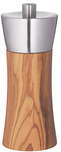 Zassenhaus Augsburg Salzmühlen Olivenholz 18 cm, Natur | Gewürzmühle, für Salz und getrocknete Kräuter, Olivenholz-Optik, Edelstahlakzente, 25 Jahre Garantie auf das Mahlwerk