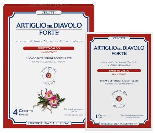 Erboristeria Magentina Artiglio del Diavolo Forte 4 Cerotti - Effetto Caldo - Particolarmente Indicato in Caso di Dolori Muscolari e/o Articolari