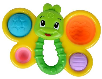Simba 104010007 - ABC Lustiger Schmetterling, mit 4 weichen Ploppern in bunten Farben, 14cm, Beißring, Babyspielzeug, ab 10 Monaten