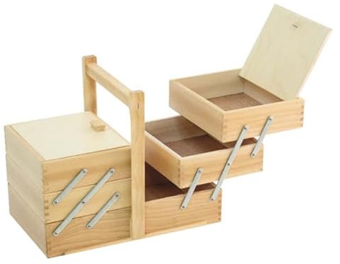 Professional Cooking Cestino Porta Cucito 3 Piani a scaletta in Legno Naturale (cm. 34x23x28)