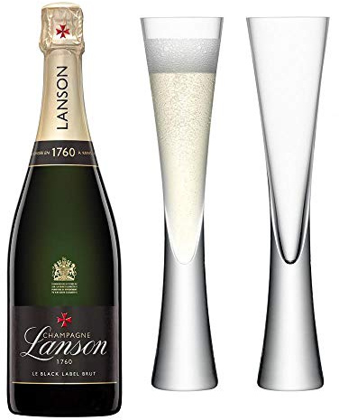 Lanson Le Black Creation Brut Champagne with LSA Flutes 75cl 12.5% abv