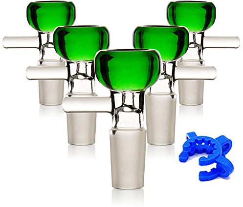 Green Glass Bong Bowl 14.5mm with Smoking Pipe, Accessories Glass Bongs 5 Pack14.5mm Hookah Pipe Bowls with Bongs Accessory Bowl for Smoking