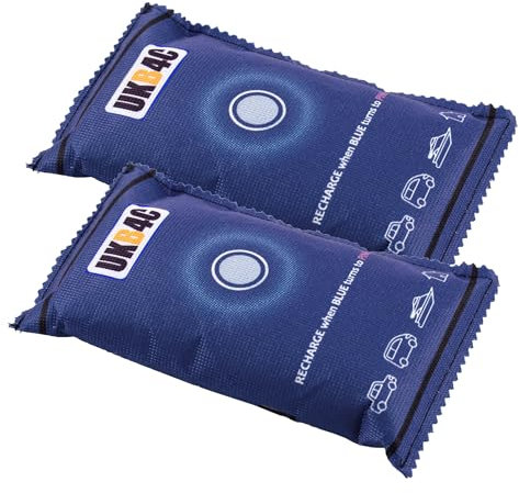 UKB4C Reusable Car Dehumidifier, Eliminates Foggy Windscreen, Moisture Damp Absorber Caravan Van Silica Gel 350g Bags (Pack Of 2)