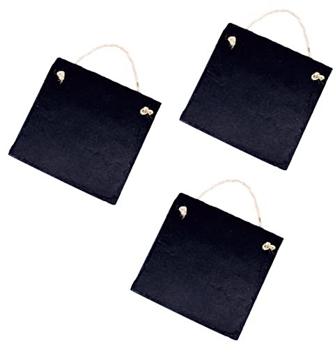 Krittavla 3 stycken skiffertavlor vintage för att hänga skiffer kök anteckningsblock skrivbar minnestavla 16 x 16 cm
