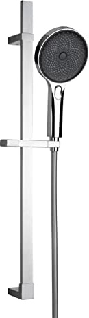 WENKO Set de ducha Softwater, barra de ducha de acero inoxidable en diseño cuadrado con cabezal de ducha Softwater para agua microfina y flexo de ducha a juego, apto para calentadores de agua, cromo
