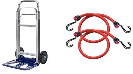 Einhell Diable Pliant - Cadre en Aluminium, Guidon Extensible & Master Lock 3020EURDAT Tendeurs avec Crochet [Pack de 2 Tendeurs] [Crochet Inversé] - Idéal pour Le Transport de Charges