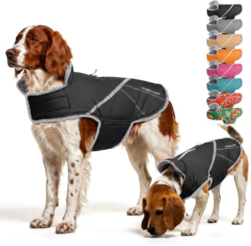 VIVAGLORY Hundemantel Wintermantel Snowrap Hundejacke, M, Schwarz