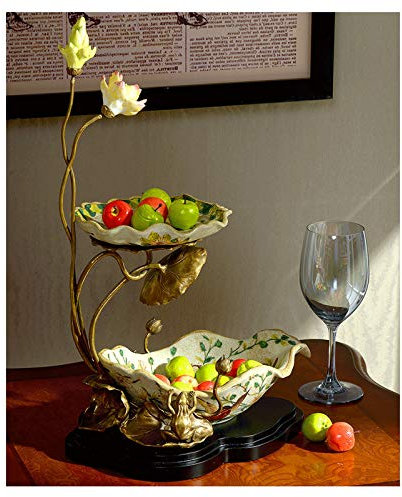 Frutero Cesta de frutas de loto de 2 niveles, soporte de almacenamiento de frutas de contador de cocina for frutas Bocadillos de pan de verduras, mesa de comedor y organizador de contador de cocina Ce