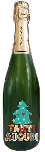Bottiglia di Champagne personalizzato - Idea regalo originale per Natale per lei e per lui per le festività natalizie (Lettering - Albero di Natale)