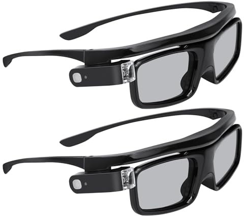 NexiGo Occhiali 3D DLP Link, Occhiali 3D Attivi Ricaricabili Compatibili con Aurora, Aurora PRO (Nero - Confezione da 2)