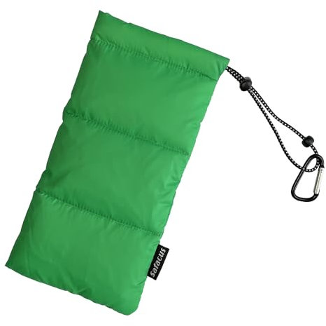 SAFACUS Thermo Handyhülle Tasche Universal Daunen Pouch Handysocke Weihnachten Geschenke für Smartphones Handy Winter Handyhülle für iPhone 15 14 13Plus X, Samsung Galaxy (Green)