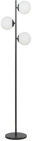 Beliani Stehlampe Metall schwarz Höhe 153 cm 3-flammig Glasschirme Kugelform modern Wadi