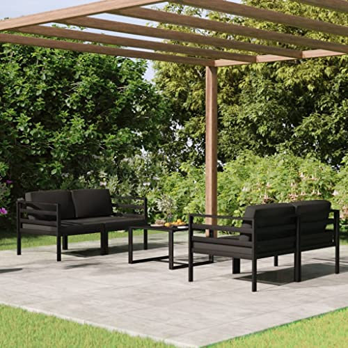 FUDUGEHMIOFWFJJ balkonmöbel,gartentisch,Balkon möbel,bistrosets,5-TLG. Garten-Lounge-Set mit Kissen Aluminium Anthrazitbistrotisch,balkontisch,Balkon,gartenlounge,