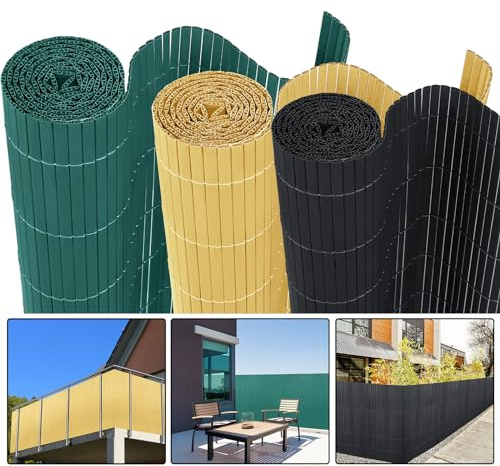 LILIIN PVC Sichtschutzmatte Balkon Sichtschutz Privatsphäre Wetterfest Sichtschutzzaun Windschutz Zaun, mit Kabelbindern, für Garten, Balkon und Terrasse (Grün, 120x500cm)