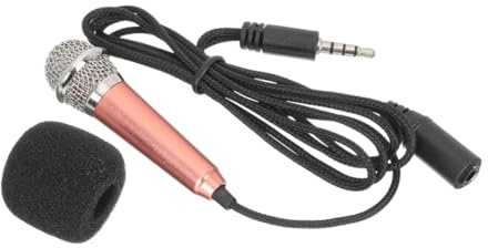 TOYANDONA Miniaturmikrofon für Computer und Tablet, 1 Satz, Gold | Edelstahl, Schaumstoff und Polyester, zum Aufnehmen und Singen, für Handy und Zuhause