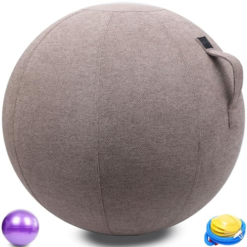 WTZHHK 25.5 65 cm Silla de Pelota de Yoga para Pilates, Silla de Oficina con Pelota de Yoga, Pelota de Pilates solución de Pelota de Ejercicio con Asiento con Cubierta Atractiva (Color : Hemp Gray)