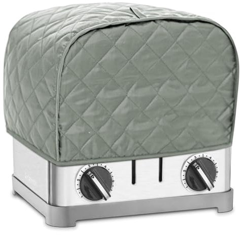 Boczif Toaster Dust Cover, Polyester Fabric Quilted Toaster, Kitchen Small Appliance Covers, Toaster Cover Fits for Most Standard Slice Toasters, Waterproof and Dust Protection (Grey, Large)
