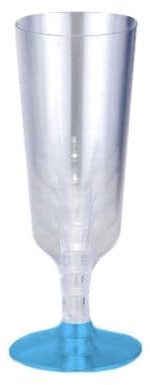 TEKHOME Calice spumante flute champagne con base colorata da 150 ml Basta inserirli nel gambo mediante il veloce e pratico incastro ed il gioco è fatto (60, CELESTE)