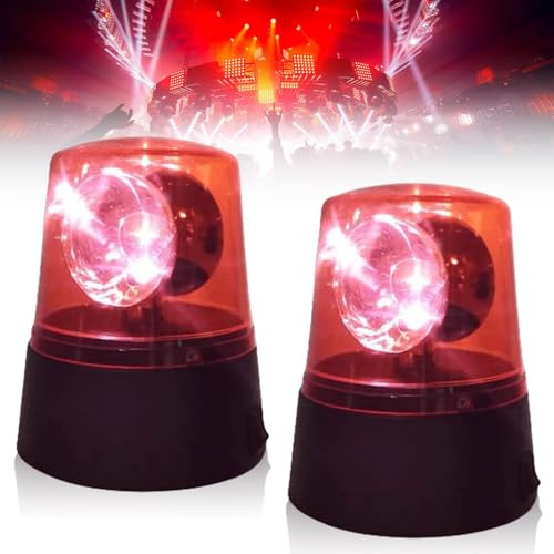 Lampeggiante a LED con Riflettore Girevole, Luce Rossa 360° per Feste, Funzionamento a Batteria - Illuminazione per Discoteca e Sala da Ballo