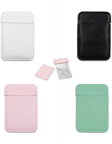 Eabdice 4 Pezzi Specchio Cosmetico Tascabile, Mini Specchio Portatile, con Custodia in Pelle Pu, Mini Specchio Infrangibile, Portatile, per Borsa da Viaggio, per Donne e Ragazze