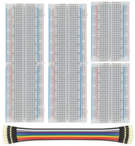 WWZMDiB Solderless Breadboard Kit 2.54mm Compatible with for Arduino Raspberry Pi ESP32 DIY Electronics Prototyping Boards (2Pcs 830 Point and 2Pcs 400 Point Bread Board 10 Pin Breadboard Jumper)