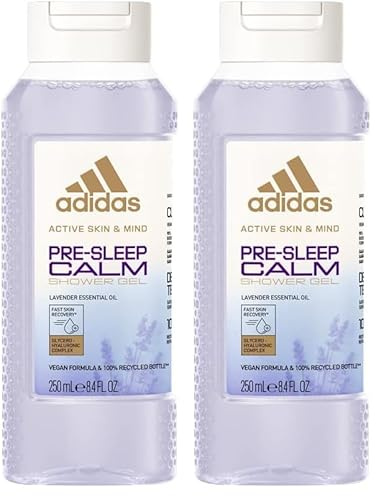 Adidas Active Skin & Mind Pre-Sleep Calm Shower Gel, Duschgel für Damen und Herren, 250 ml - Unisex (Packung mit 2)