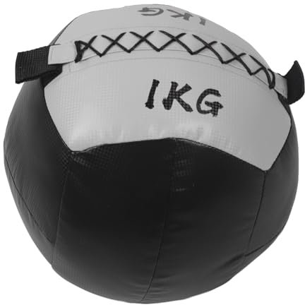 NutriEss Medizinball mit weicher Schale, 1,1 kg, für Krafttraining mit Rutschfester PU-Lederoberfläche, starker Gymnastikball, schwarz/silberfarbenes Finish (Black Silver)