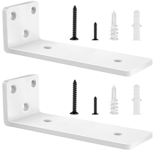 2 Stücke Regalhalterung Regalträger 20cm, Schwerlast L Regalwinkel mit Befestigungsschrauben für Wohnzimmer | Büro| Küchen, Tragkraft 75 KG (Weiß) 8in