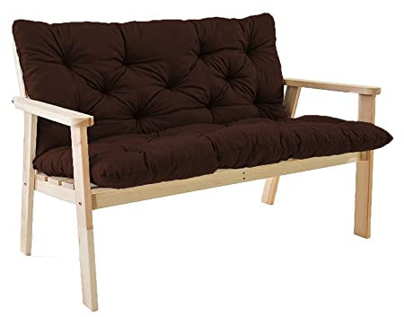 Ersatzkissen für Schaukelbank, mit Rückenlehne, 2-Sitzer, 3-Sitzer, Bankpolster für Möbel, Liegestuhl, Terrasse, Gartenstühle, drinnen und draußen, 150 x 100 x 8 cm, Braun