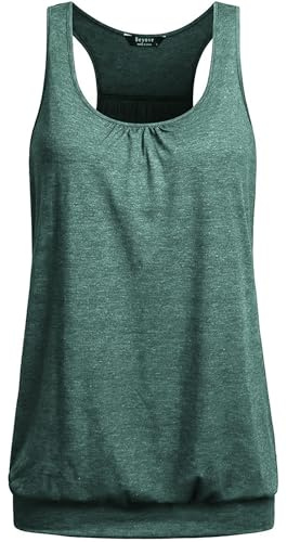 PINSPARK 1 or 3er Pack Damen Sport Tank Tops Atmungsaktives Racerback Yoga Shirts Laufen Fitness Ärmelloses Oberteile Sporttop Dunkelgrün XXL