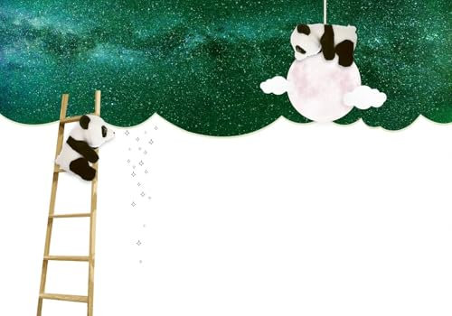 Fototapete Schlafzimmer Kinderzimmer 3D Tapeten 3D Effekt Wohnzimmer Handgemalte Schwarze Und Weiße Panda Sternenplanet Hintergrund Wand 400cmx280cm Natur Grau Wandposter Mustertapete