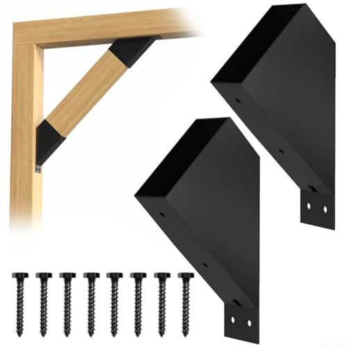 HEBEOT Pergola Brackets 45-Degree Angle Bracket Gazebo Bracket 45 Degree Angle Support Bracket For Pergola DIY Needs, Gazebos, Garage 9.7 * 4.5 * 14.5 * 5.4 * 5 Cm(2pcs)