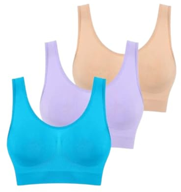 Boolavard - Conjunto de 3 Sujetadores sin Costuras para Mujer, Sujetador sin Aros, Top Corto, Sujetador Deportivo Suave
