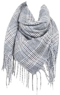 HomeRelax&Style Winter Damen Schal Cashmera » Fransenschal 105cm x 100cm » Winterschal I Damenschal Soft Tartan Farbe Grau